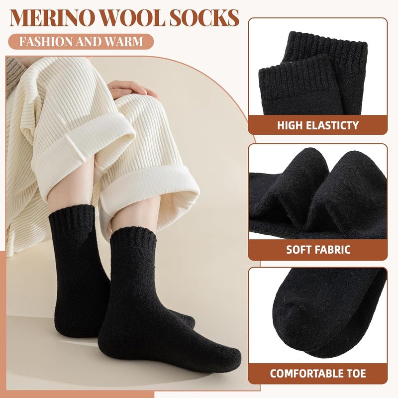 Velice Merino Wool Socks for Women 5 Pairs Warm Winter Hiking Thick Thermal Cozy Boot Work Soft Ladies Crew Socks - Image 4